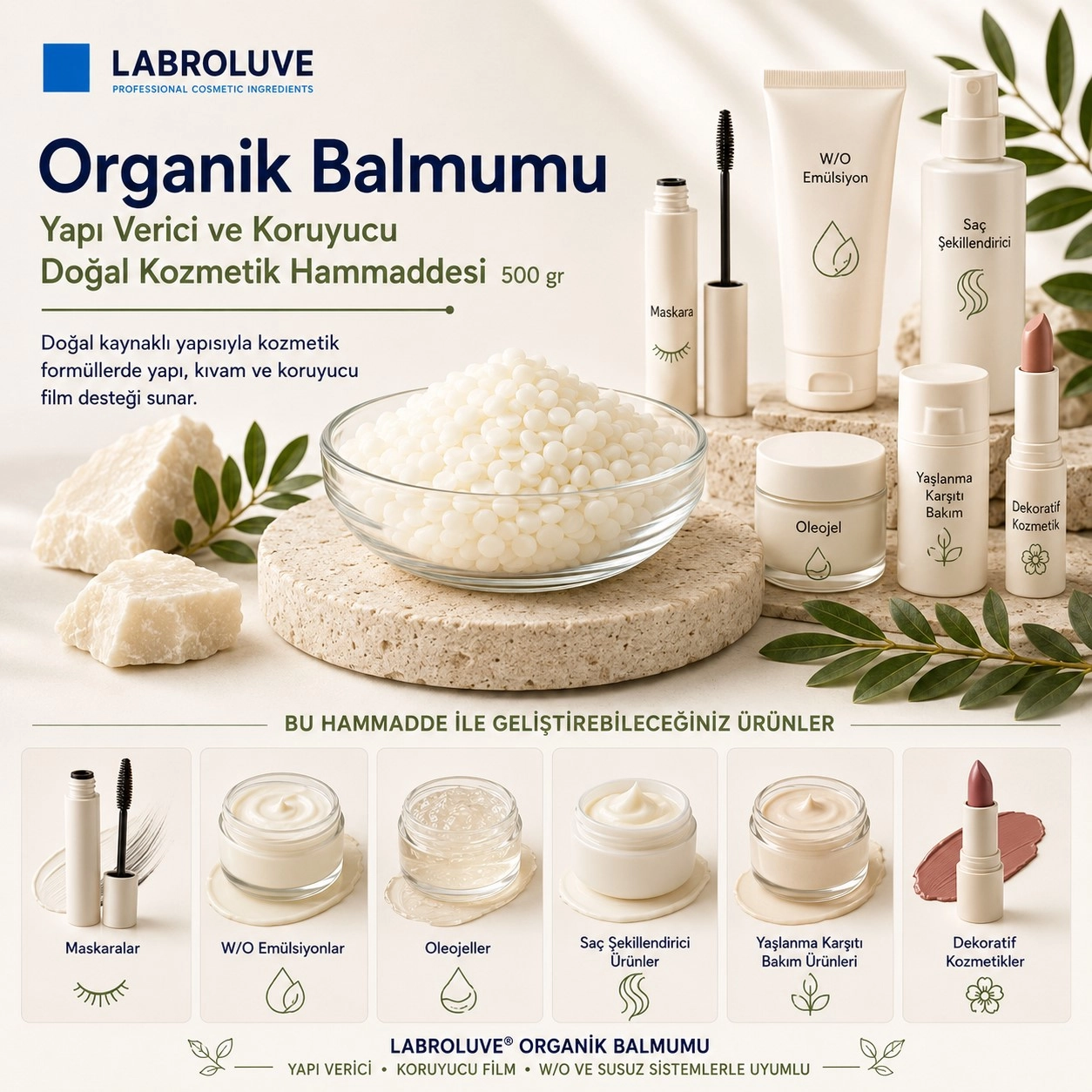 Organik Balmumu – Yapı Verici ve Koruyucu Doğal Hammadde - 500 gr