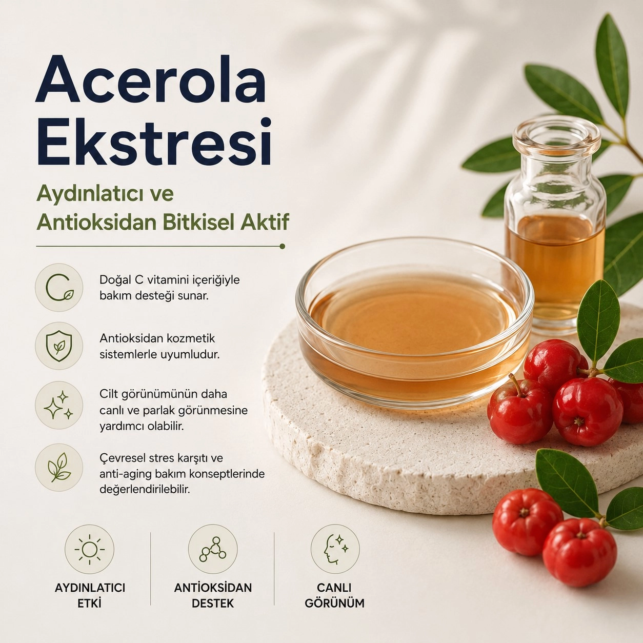 Acerola Ekstresi – Aydınlatıcı ve Antioksidan Bitkisel Aktif
