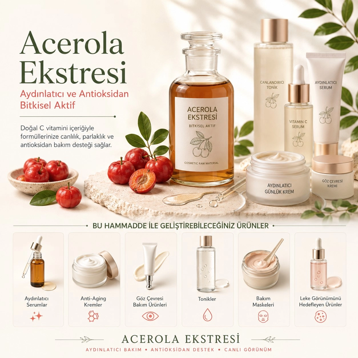 Acerola Ekstresi – Aydınlatıcı ve Antioksidan Bitkisel Aktif