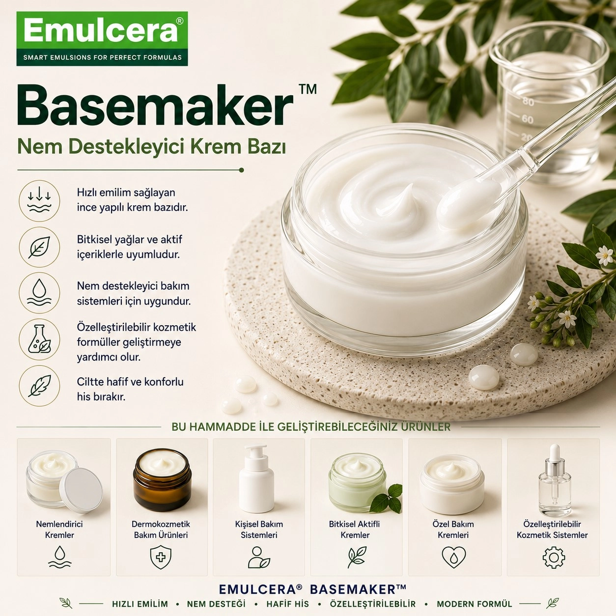 Emulcera Basemaker™ – Nem Destekleyici Krem Bazı
