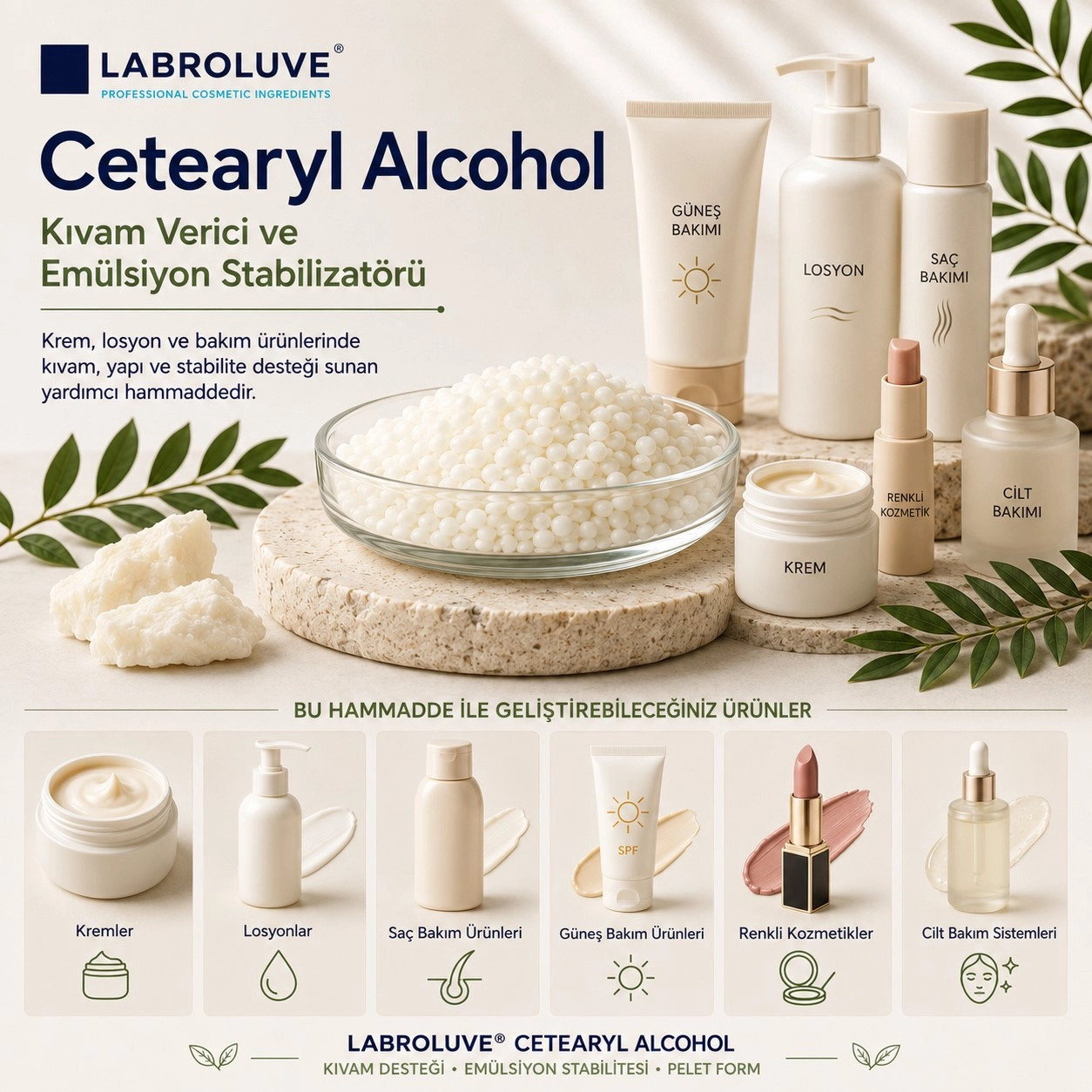 Cetearyl Alcohol – Kıvam Verici ve Emülsiyon Stabilizatörü
