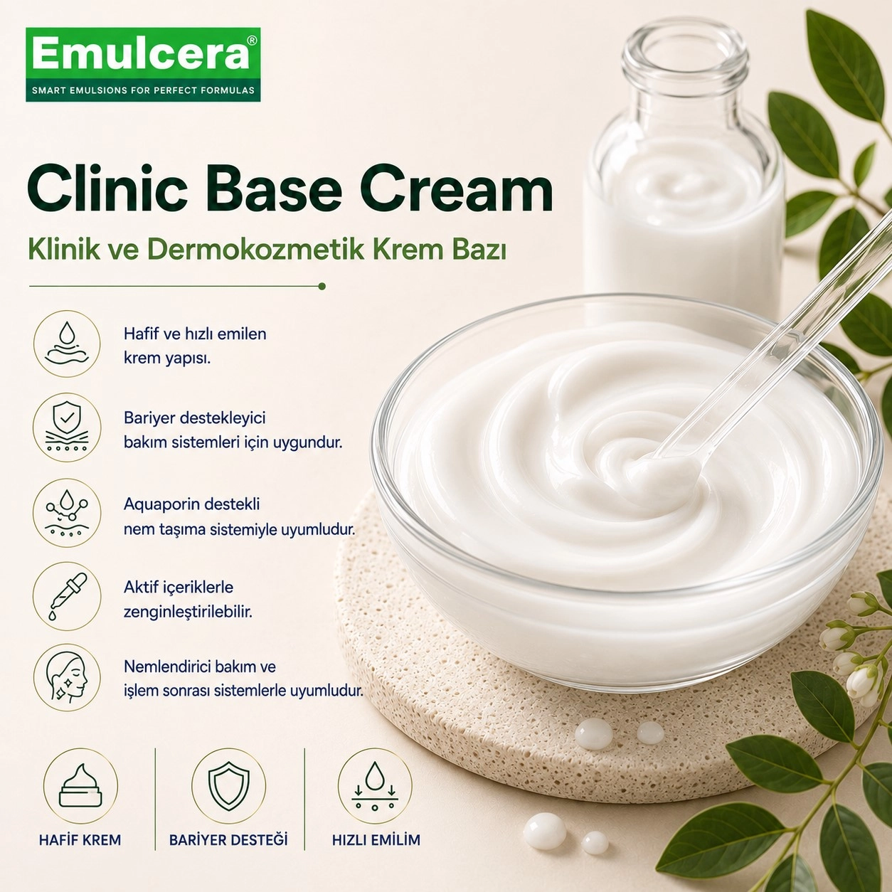 Emulcera Clinic Base Cream – Klinik Krem Baz Sistemi