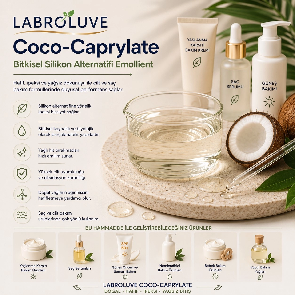 Labroluve Coco-Caprylate – Bitkisel Silikon Alternatifi Emollient