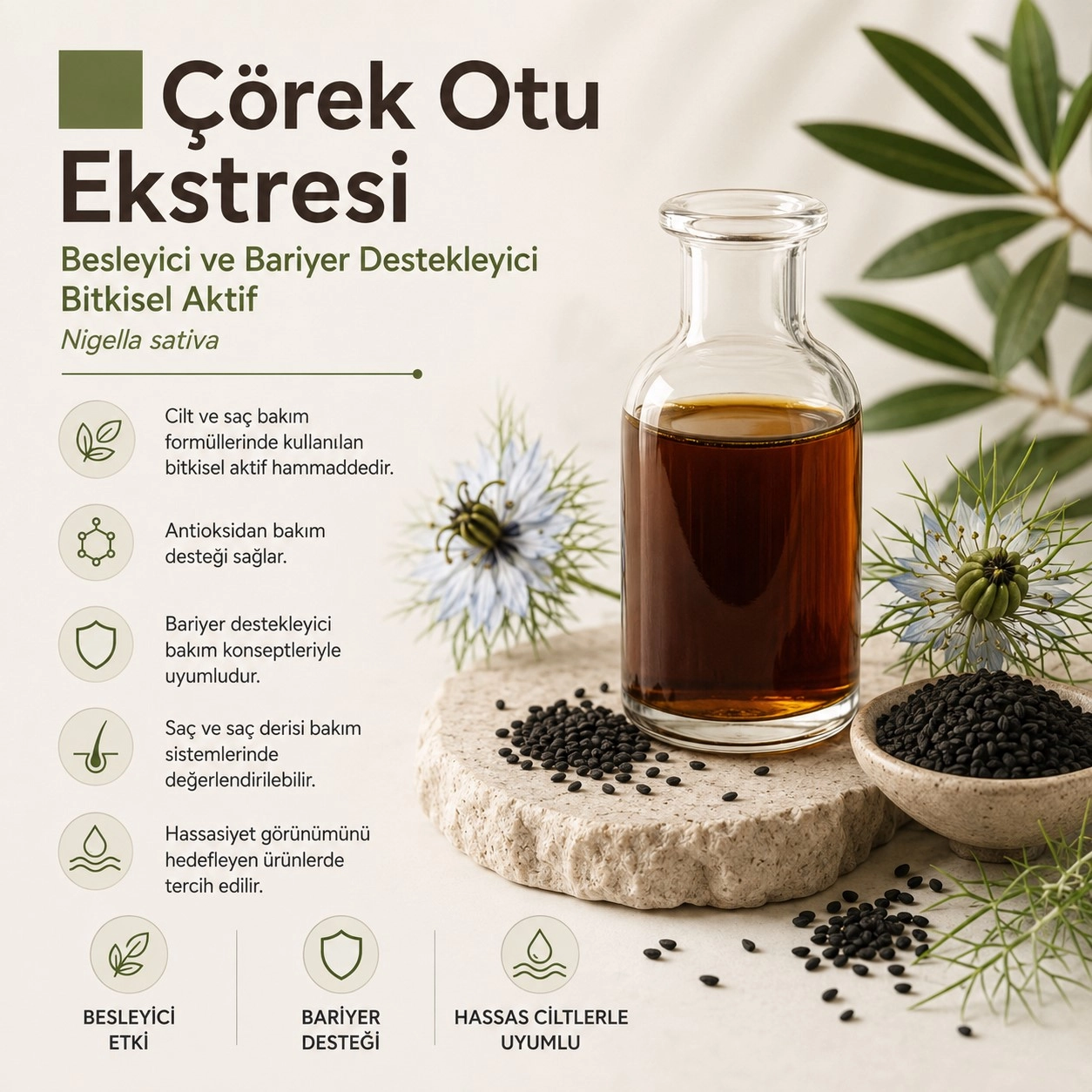 Çörek Otu Ekstresi – Besleyici ve Bariyer Destekleyici Bitkisel Aktif