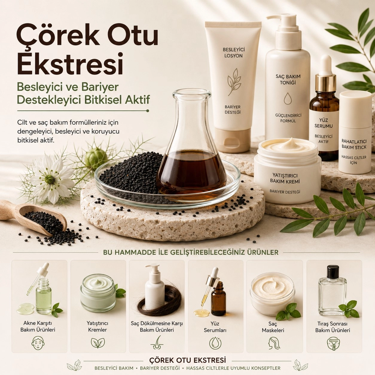 Çörek Otu Ekstresi – Besleyici ve Bariyer Destekleyici Bitkisel Aktif