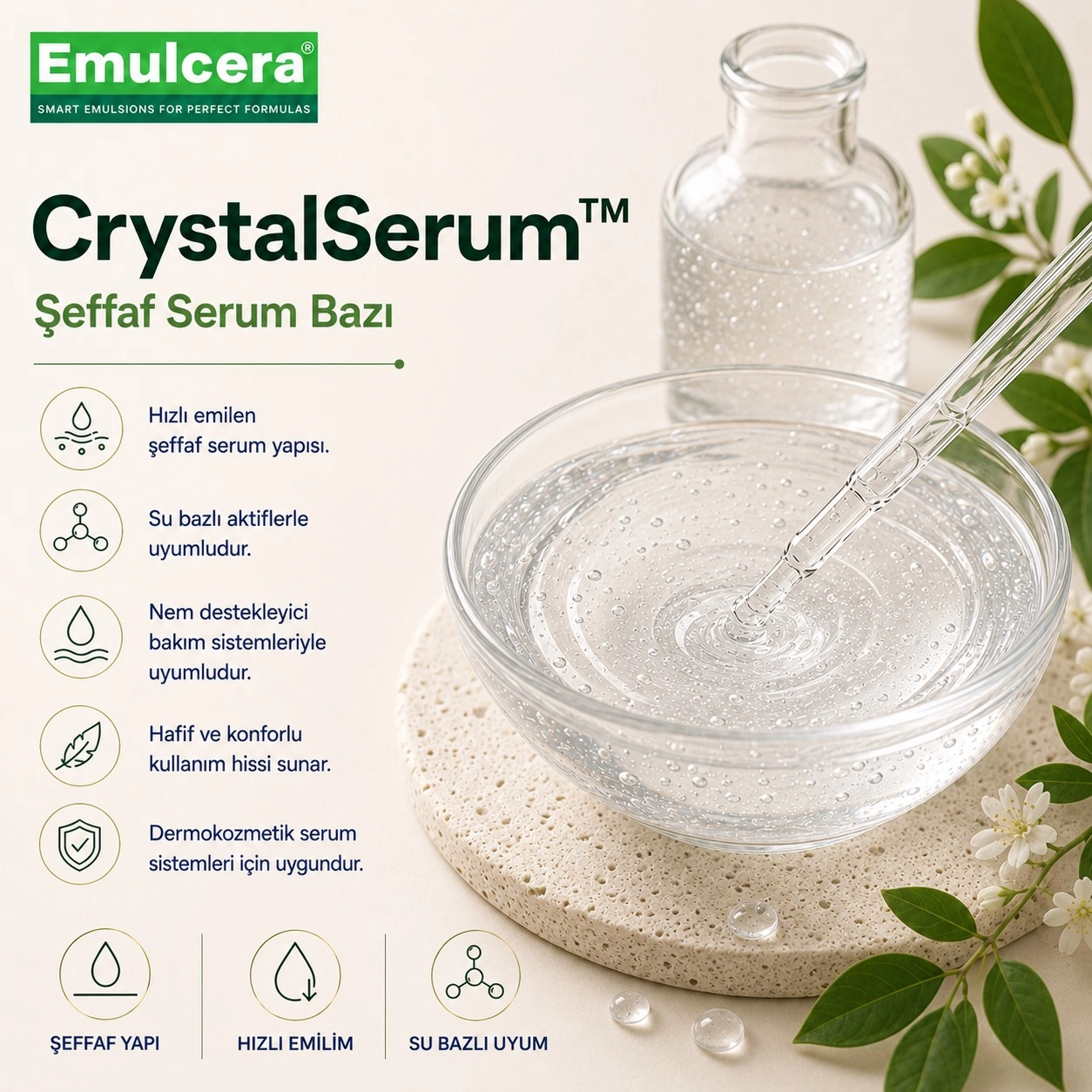 Emulcera CrystalSerum™ – Şeffaf Serum Bazı