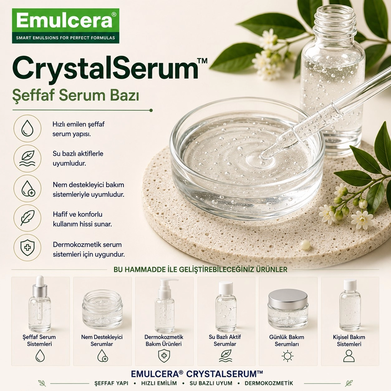 Emulcera CrystalSerum™ – Şeffaf Serum Bazı