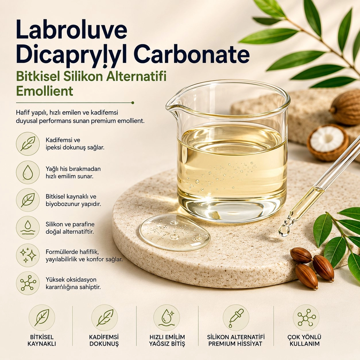 Labroluve Dicaprylyl Carbonate – Bitkisel Silikon Alternatifi Emollient