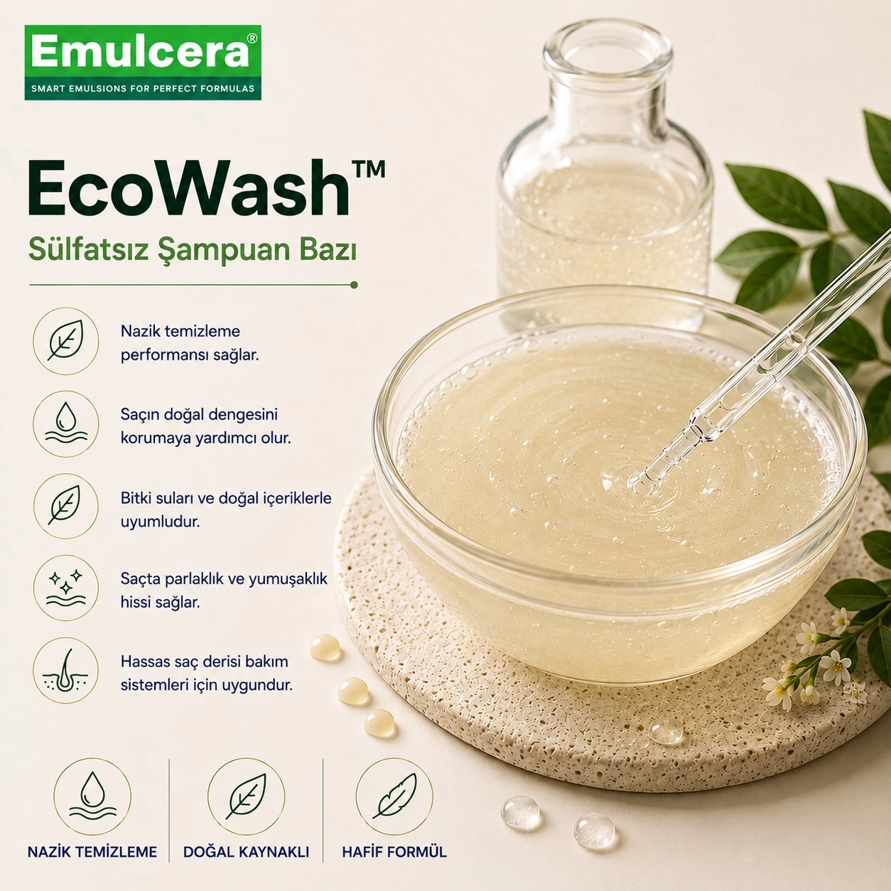 Emulcera EcoWash™ – Sülfatsız Şampuan Bazı