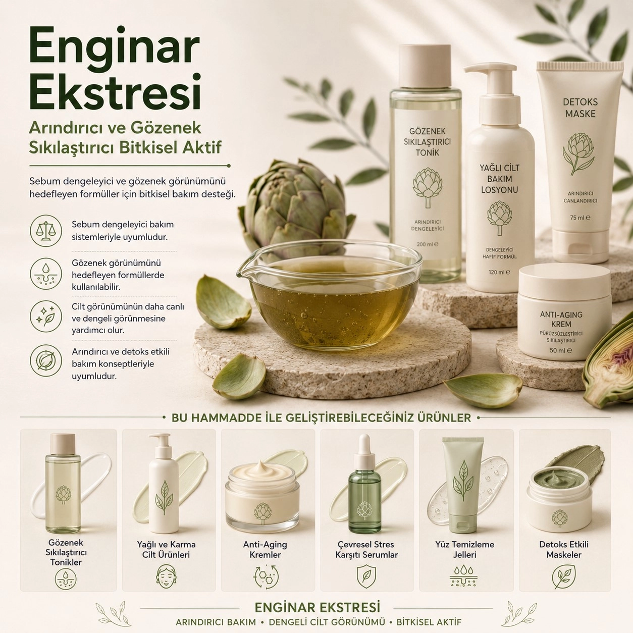 Enginar Ekstresi – Arındırıcı ve Gözenek Sıkılaştırıcı Bitkisel Aktif