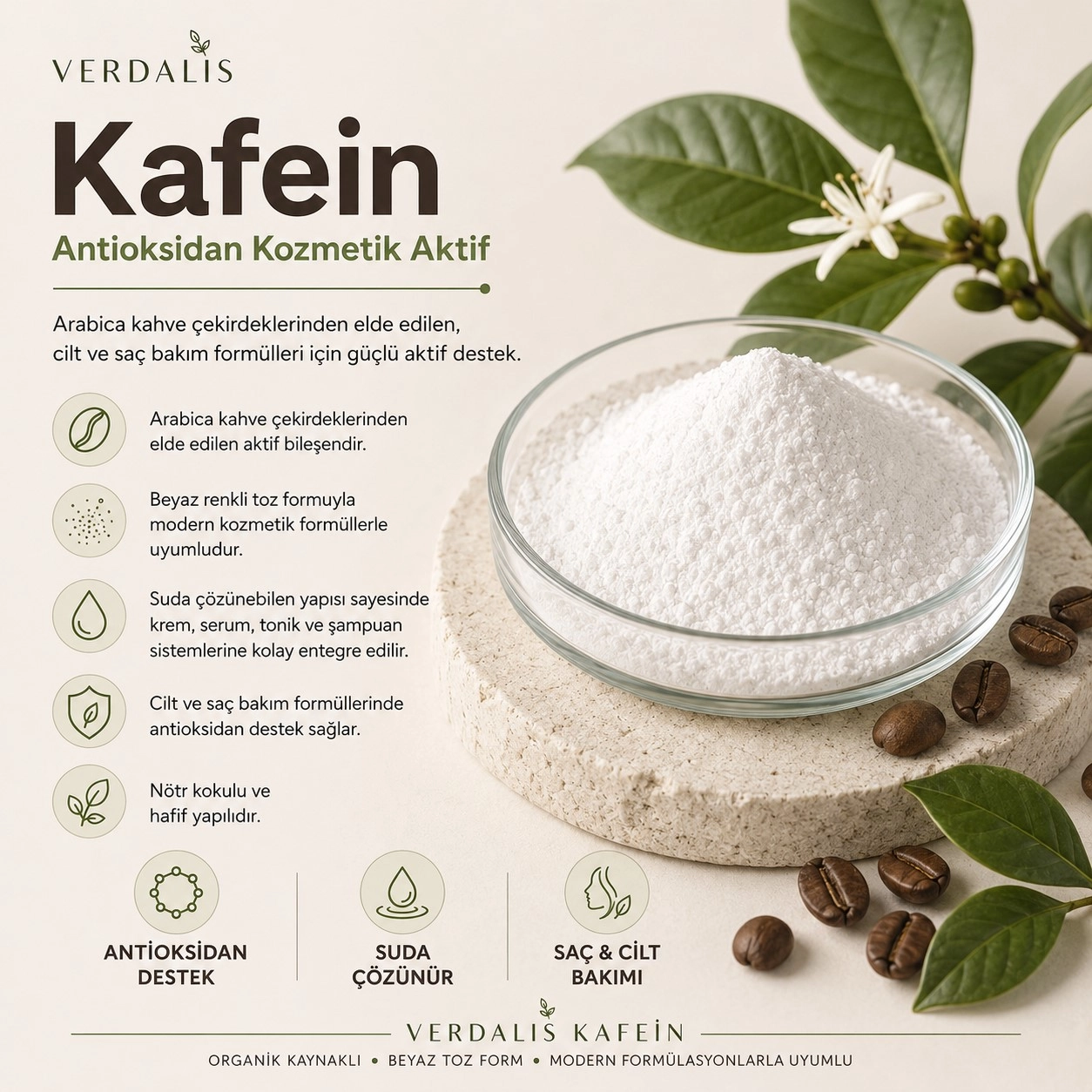 Verdalis Kafein – Antioksidan Kozmetik Aktif