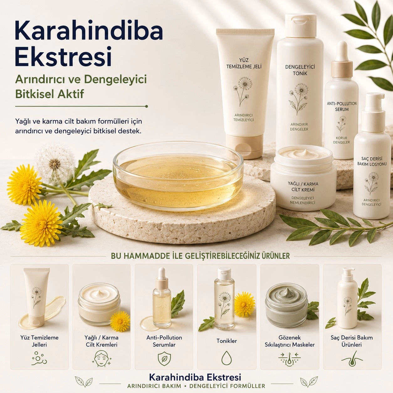 Karahindiba Ekstresi – Arındırıcı ve Sebum Dengeleyici Bitkisel Aktif
