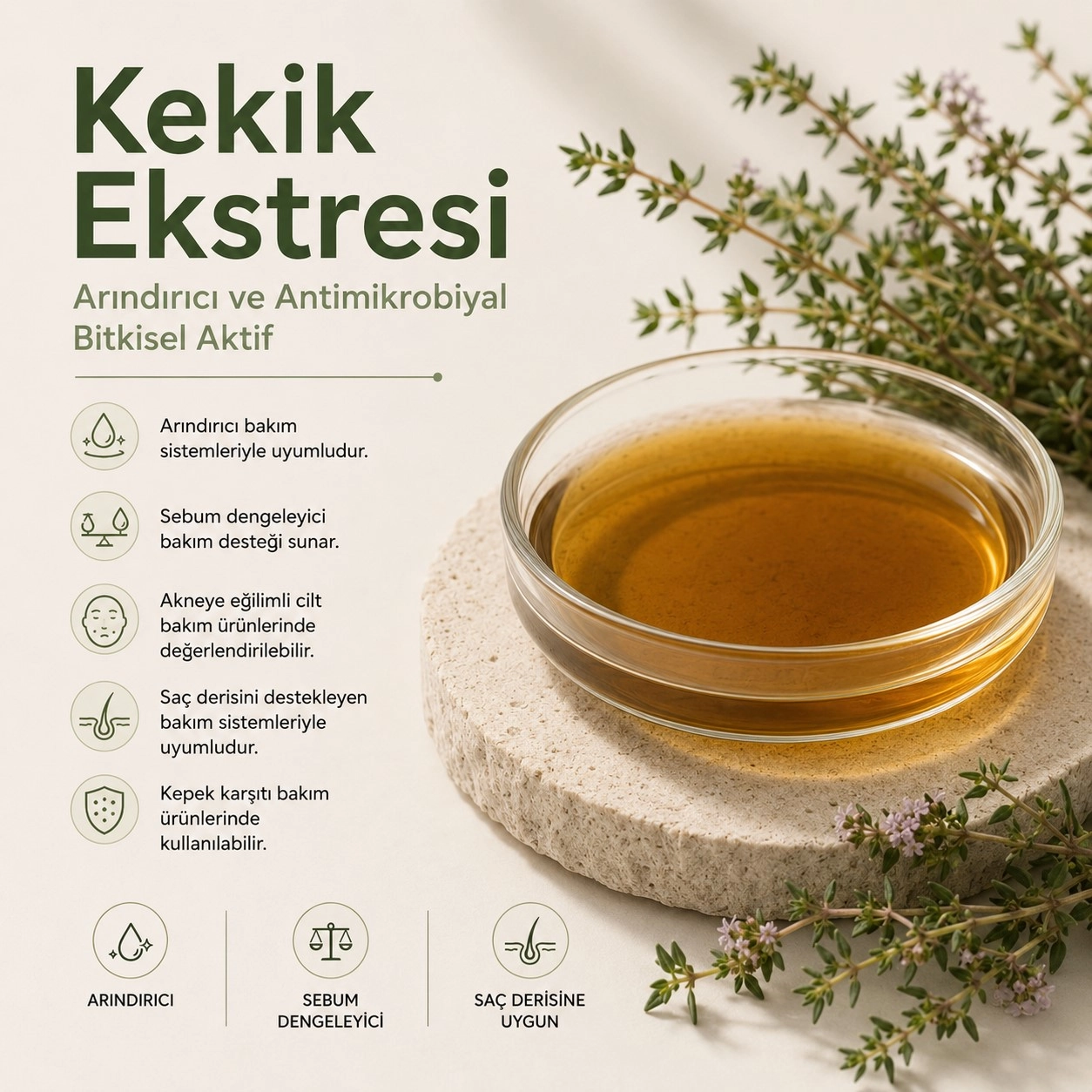 Kekik Ekstresi – Arındırıcı ve Sebum Dengeleyici Bitkisel Aktif