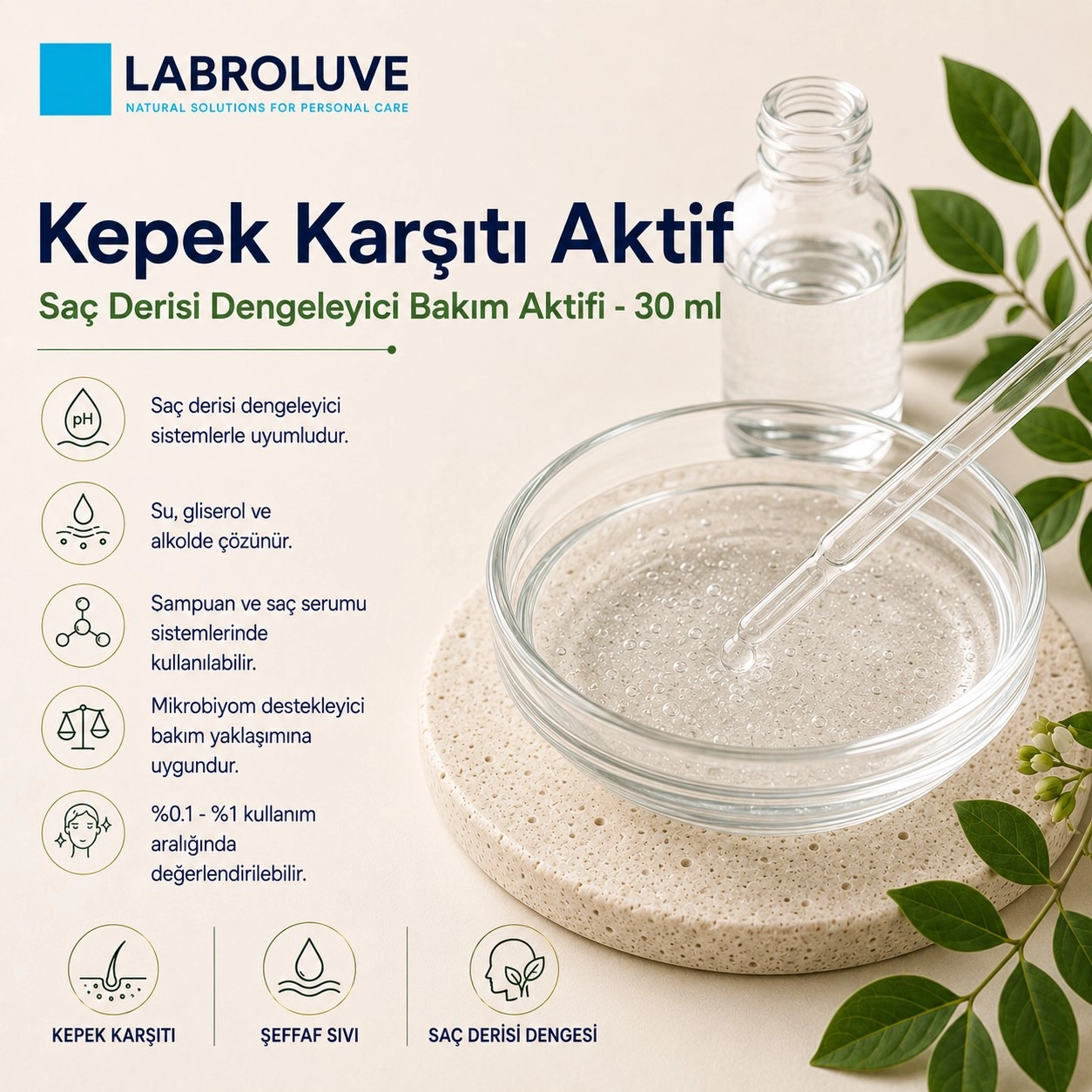 Labroluve Kepek Karşıtı Aktif – Saç Derisi Dengeleyici Aktif- 30 ml