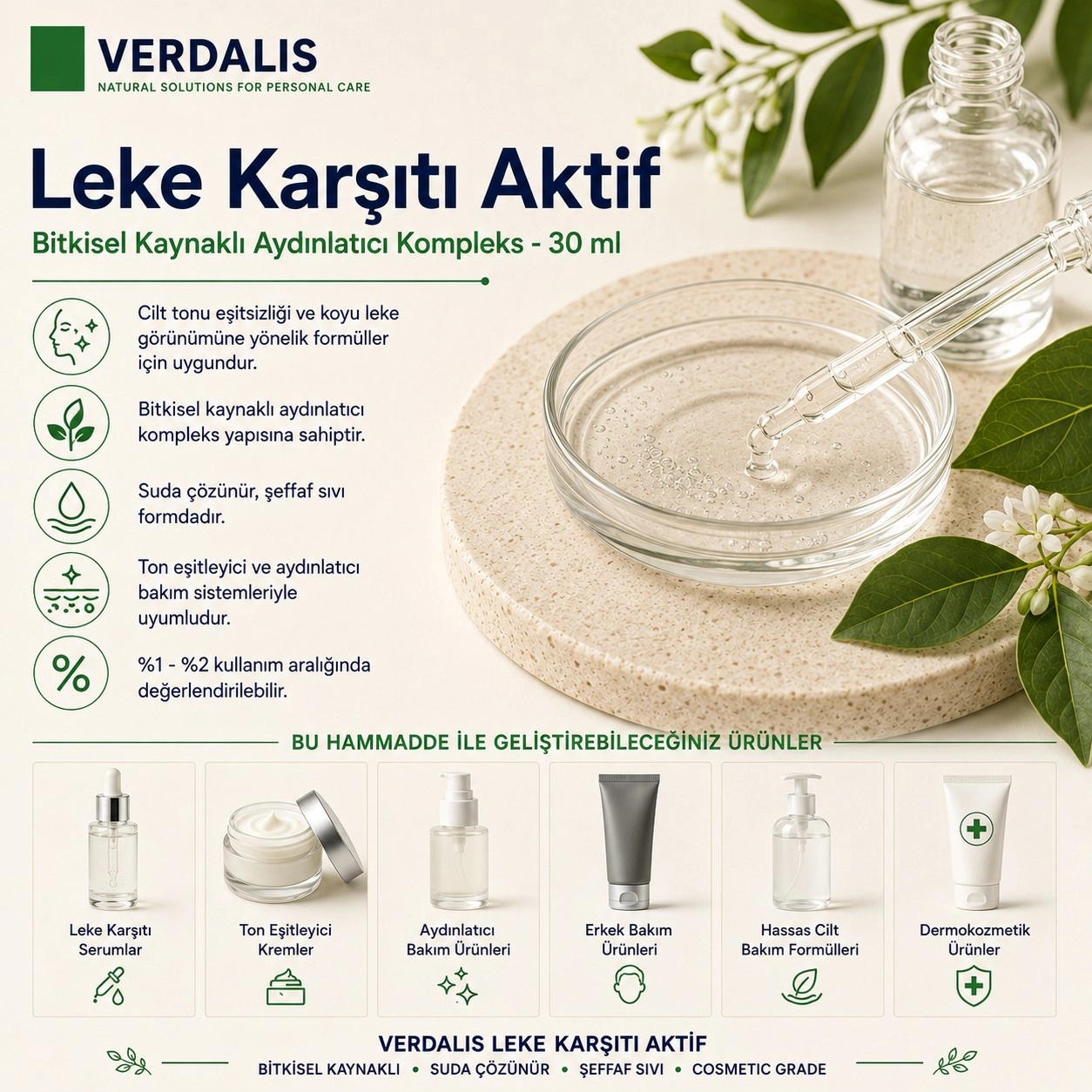 Verdalis Leke Karşıtı Aktif – Bitkisel Aydınlatıcı Aktif Kompleks - 30 ml