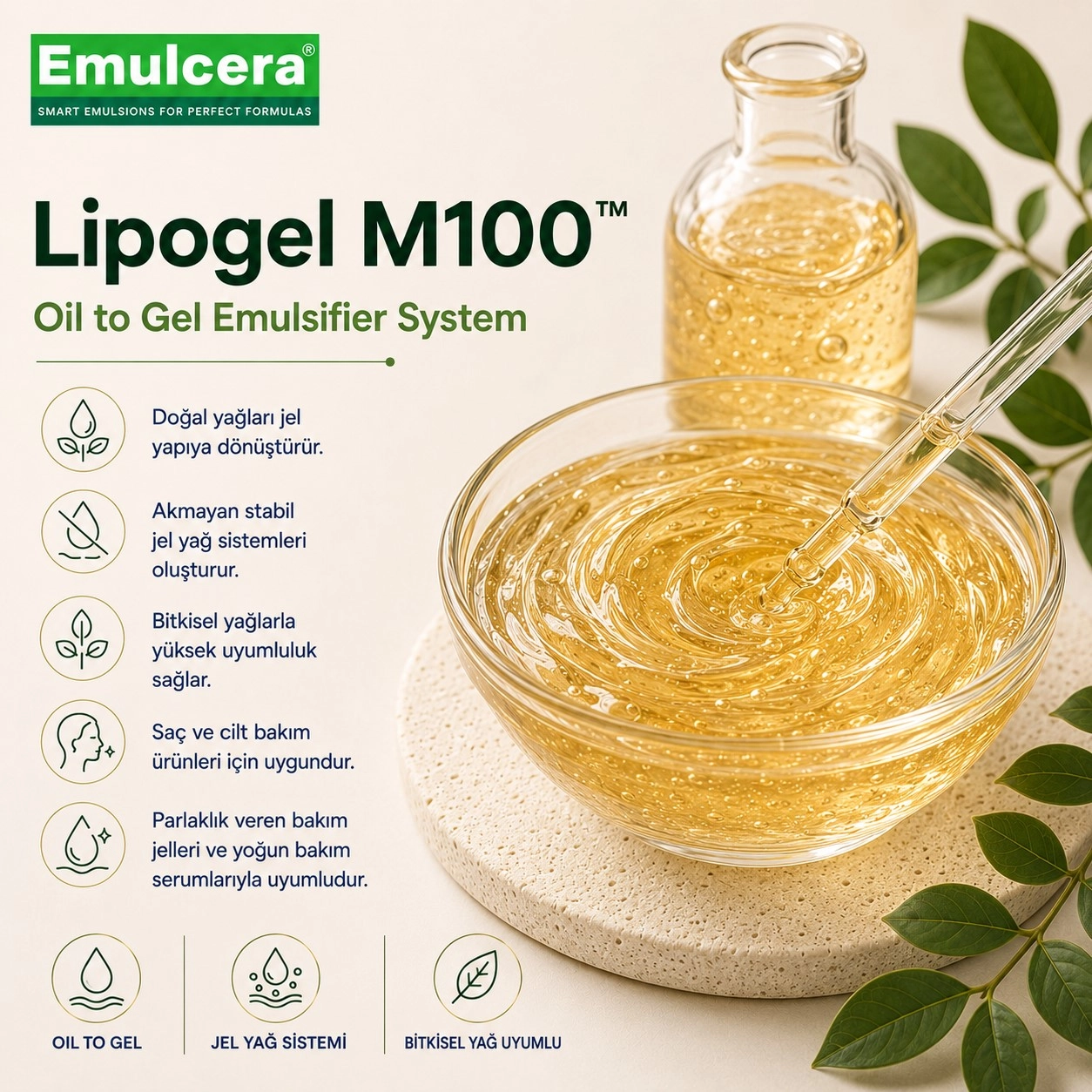 Labroluve Emulcera Lipogel M100™ – Oil to Gel Emulsifier System Acid – pH Düzenleyici Kozmetik Aktif