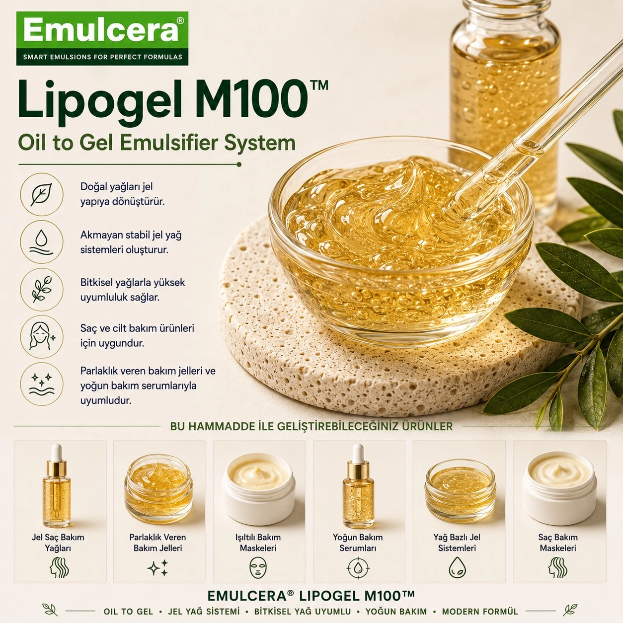 Labroluve Emulcera Lipogel M100™ – Oil to Gel Emulsifier System Acid – pH Düzenleyici Kozmetik Aktif