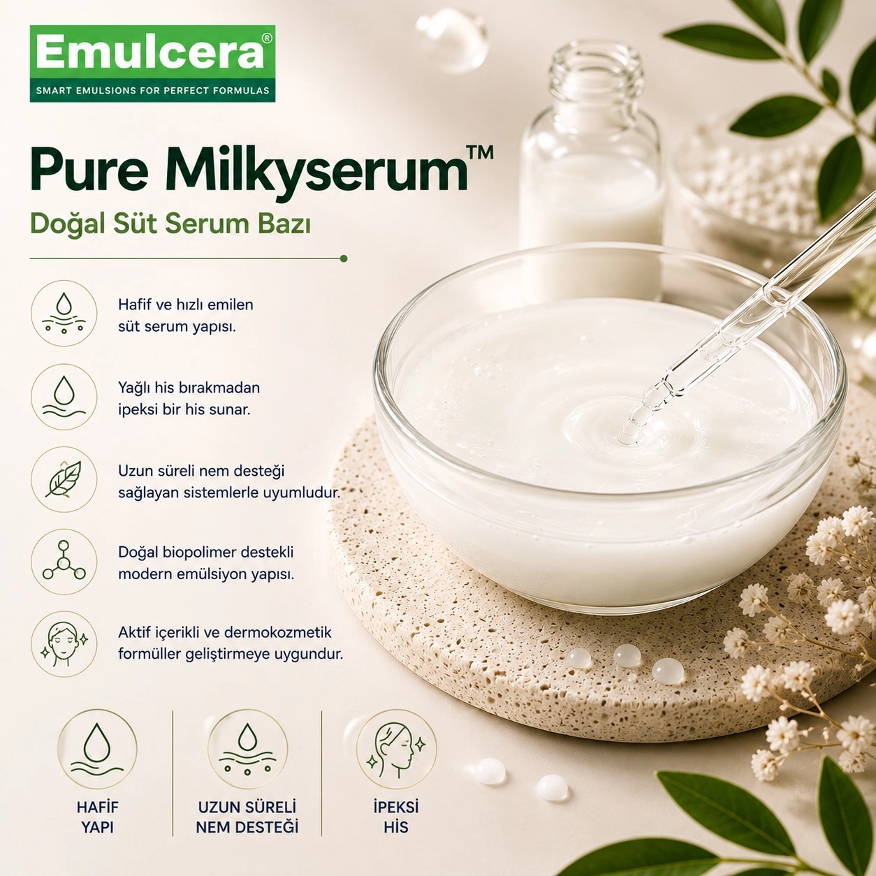 Emulcera Pure Milkyserum™ – Doğal Süt Serum Bazı
