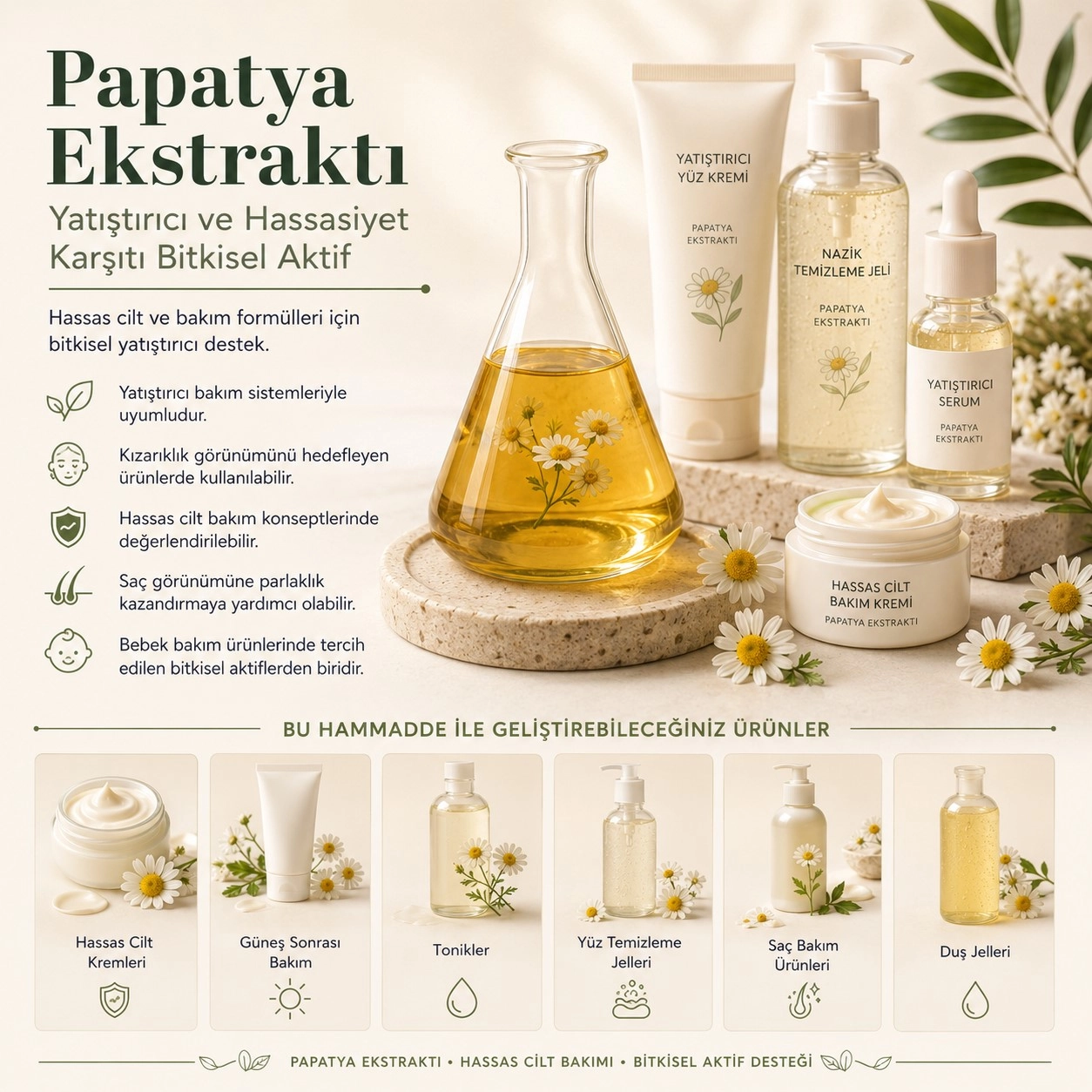 Papatya Ekstraktı – Yatıştırıcı ve Hassasiyet Karşıtı Bitkisel Aktif