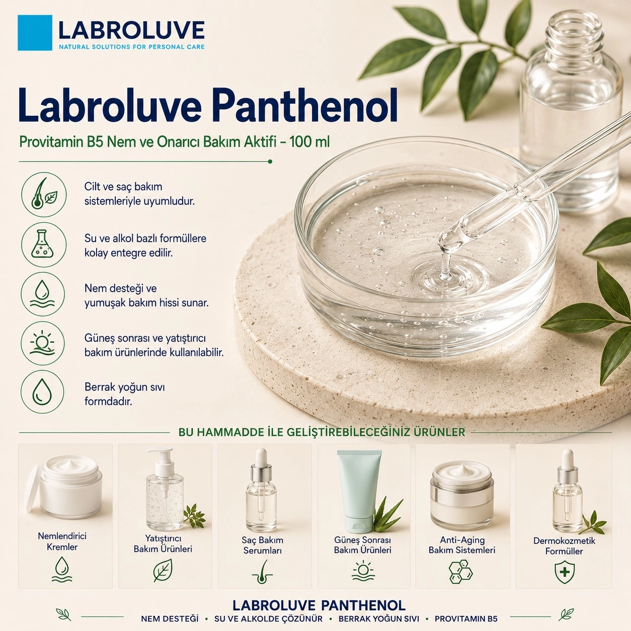 Labroluve Panthenol – Provitamin B5 Nem ve Bakım Aktifi - 100 ml
