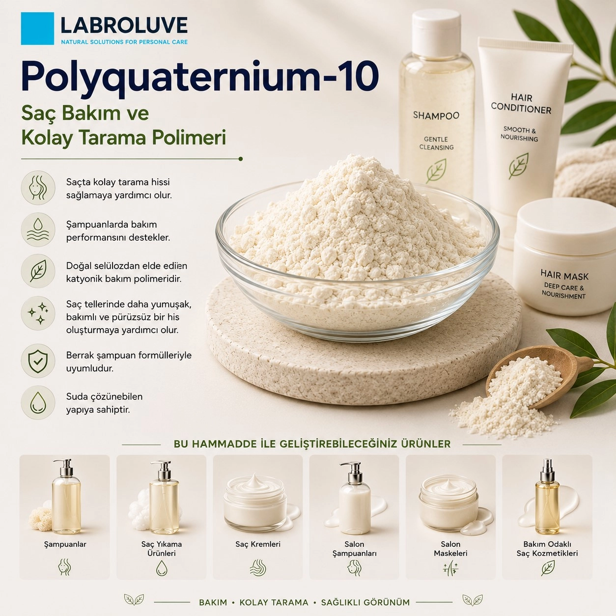 Polyquaternium-10 – Saç Bakım ve Kolay Tarama Polimeri