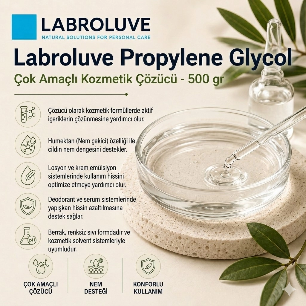 Labroluve Propylene Glycol – Çok Amaçlı Kozmetik Çözücü - 500 gr