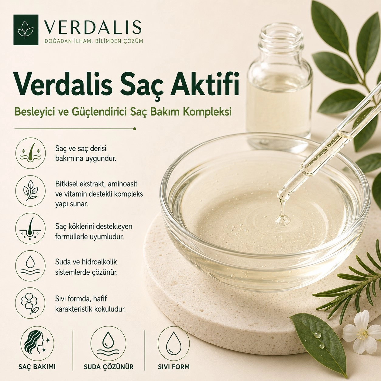Verdalis Saç Aktifi – Güçlendirici ve Besleyici Saç Bakım Kompleksi - 30 ml