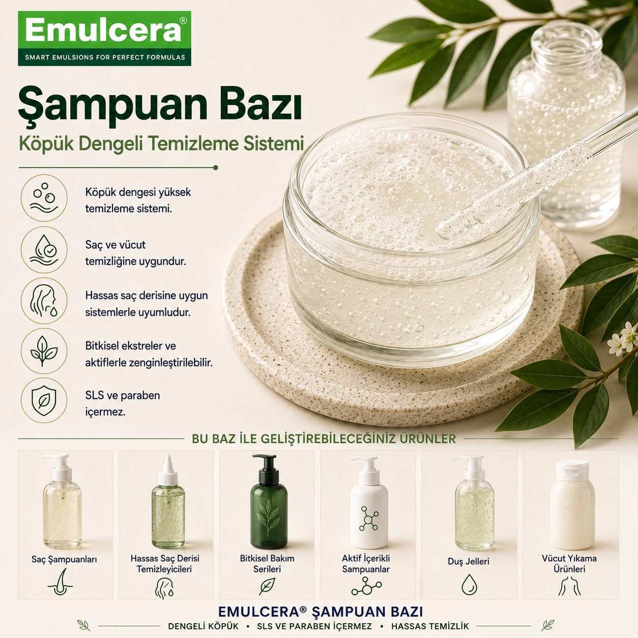 Emulcera Şampuan Bazı – Köpük Dengeli Temizleme Sistemi