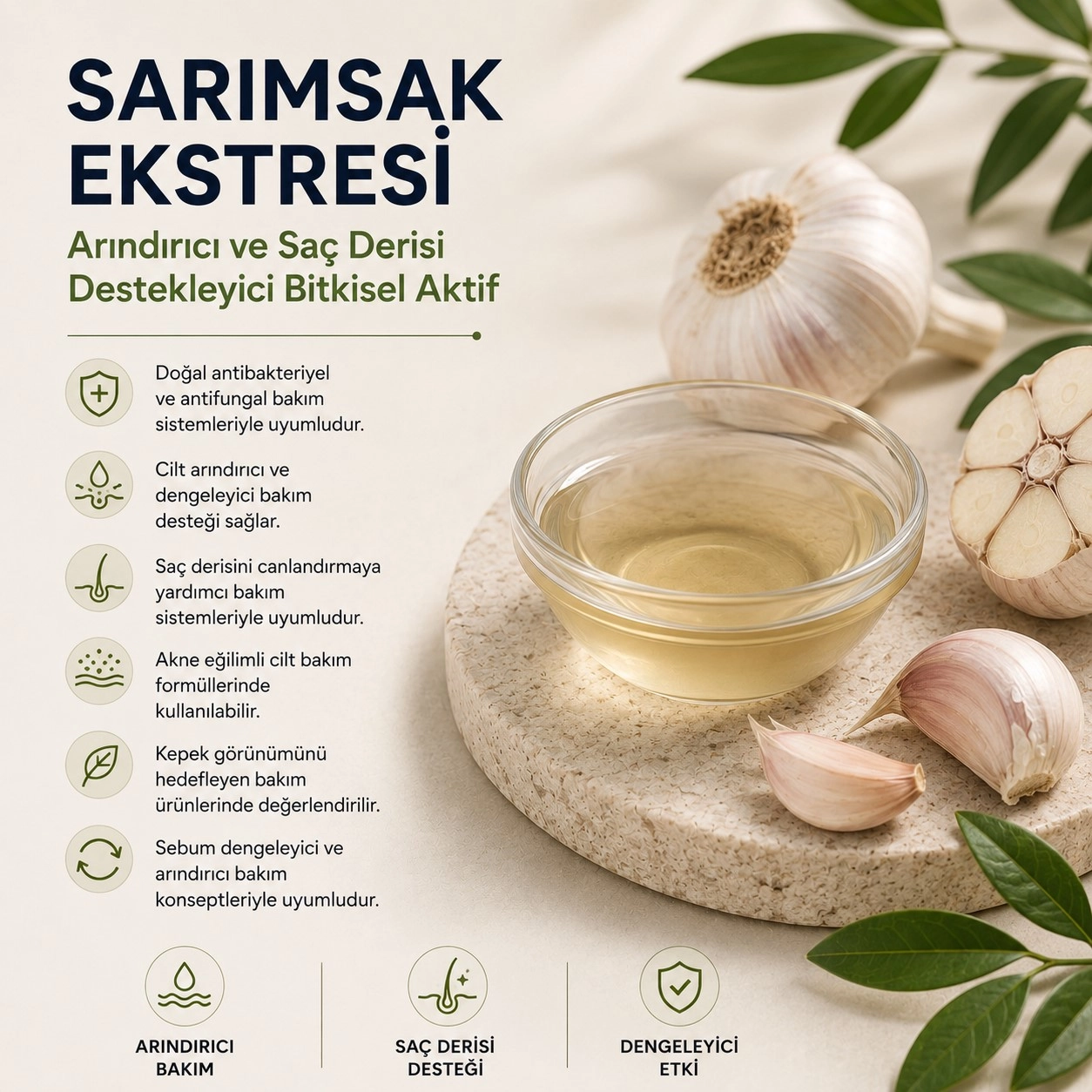 Sarımsak Ekstresi – Arındırıcı ve Saç Derisi Destekleyici Bitkisel Aktif