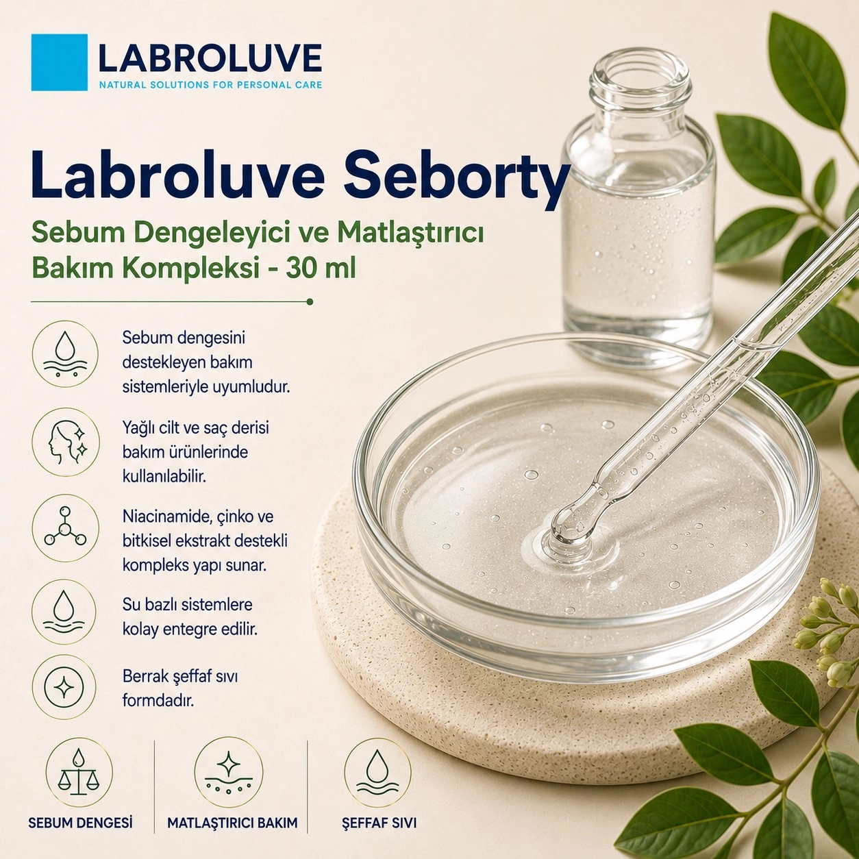 Labroluve Seborty – Sebum Dengeleyici ve Matlaştırıcı Aktif Kompleks - 30 ml