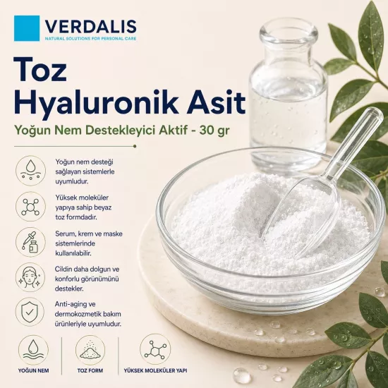 Verdalis Toz Hyaluronik Asit | Yüksek Moleküler Nem Aktifi - 30 gr
