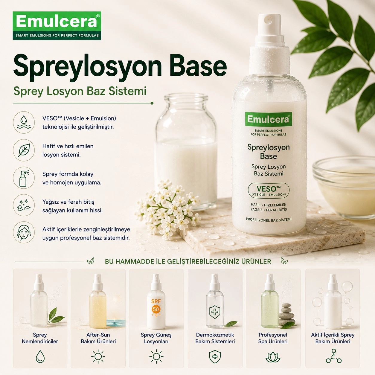 Emulcera Spreylosyon Base – Sprey Losyon Baz Sistemi