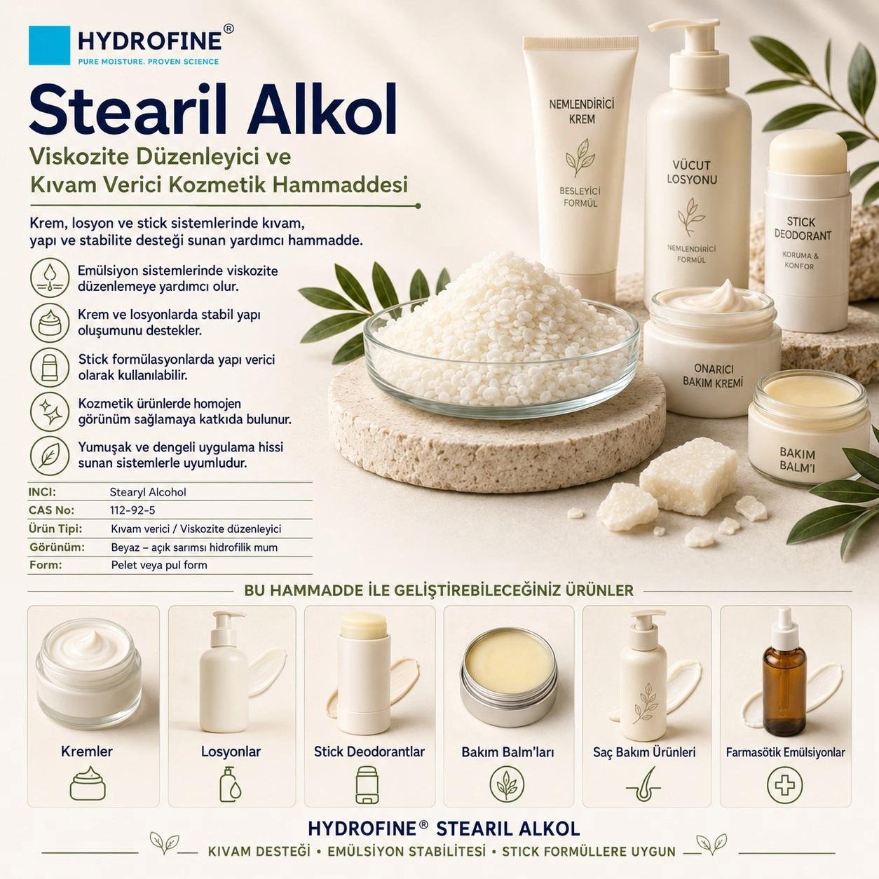 Stearil Alkol – Viskozite Düzenleyici ve Kıvam Verici Hammadde