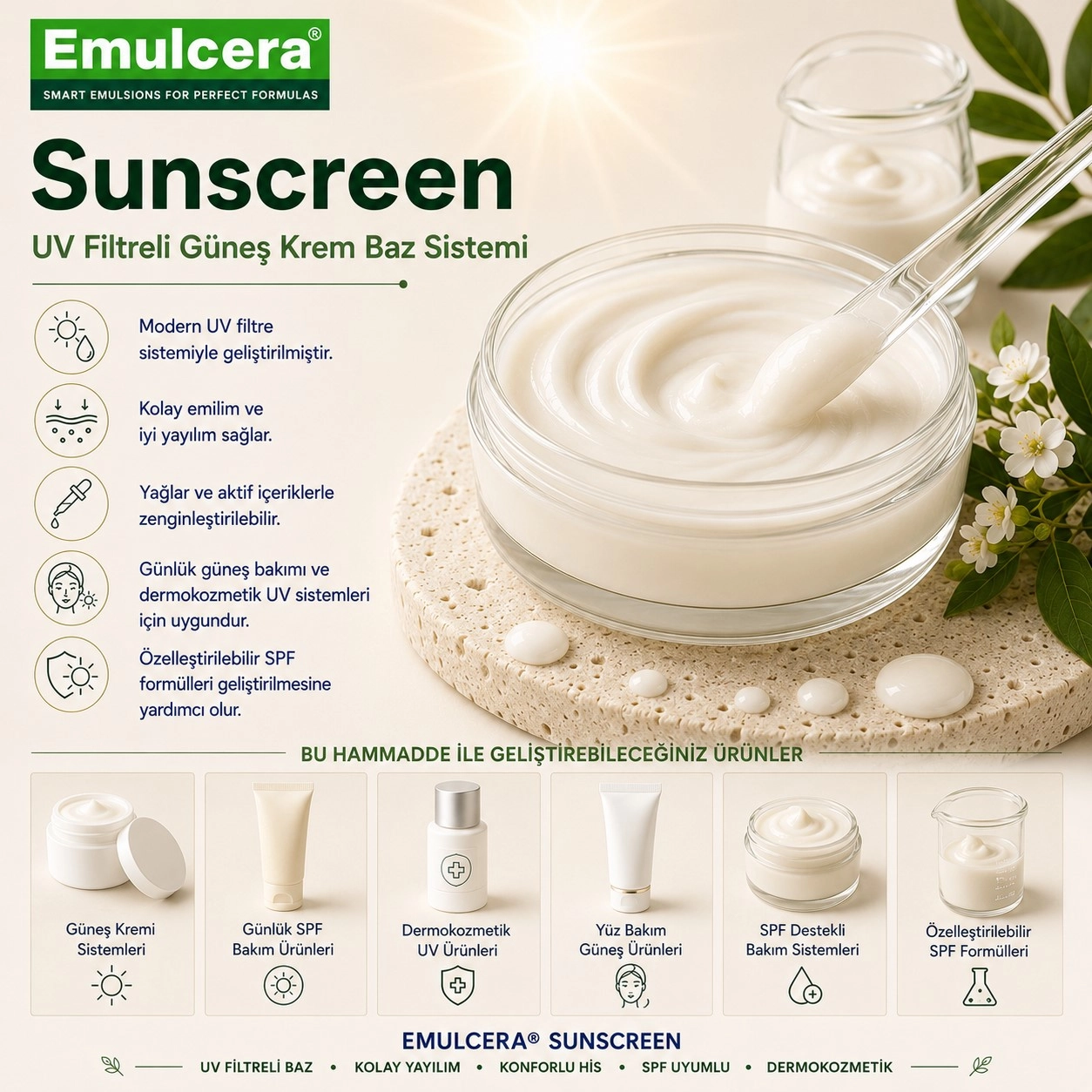 Emulcera Sunscreen – Güneş Krem Baz Sistemi