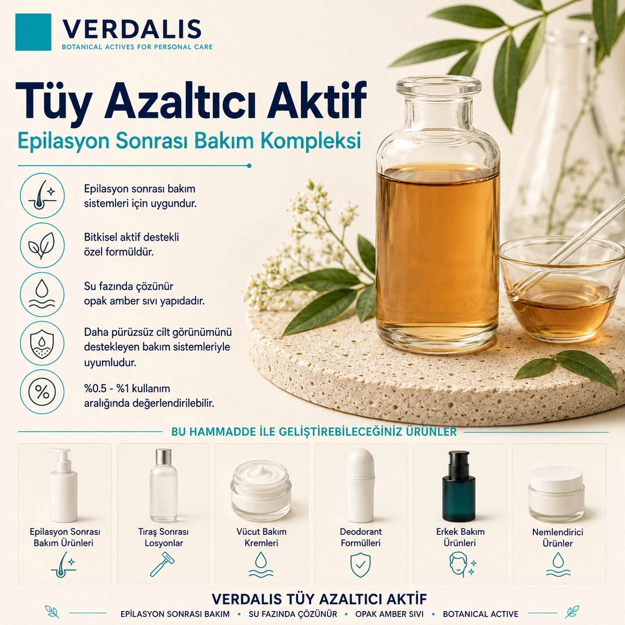 Verdalis Tüy Azaltıcı Aktif – Epilasyon Sonrası Bakım Kompleksi - 30 ml