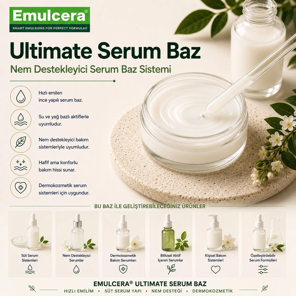 Emulcera Ultimate Serum Baz – Nem Destekleyici Serum Baz Sistemi