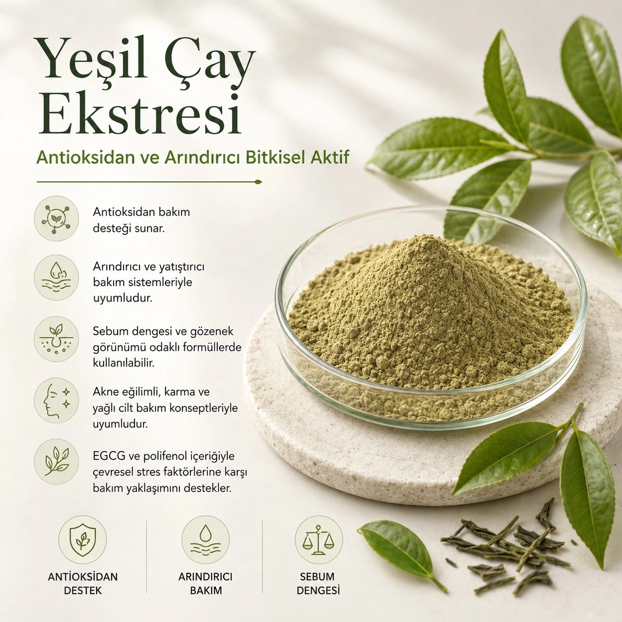 Yeşil Çay Ekstresi – Antioksidan ve Arındırıcı Bitkisel Aktif