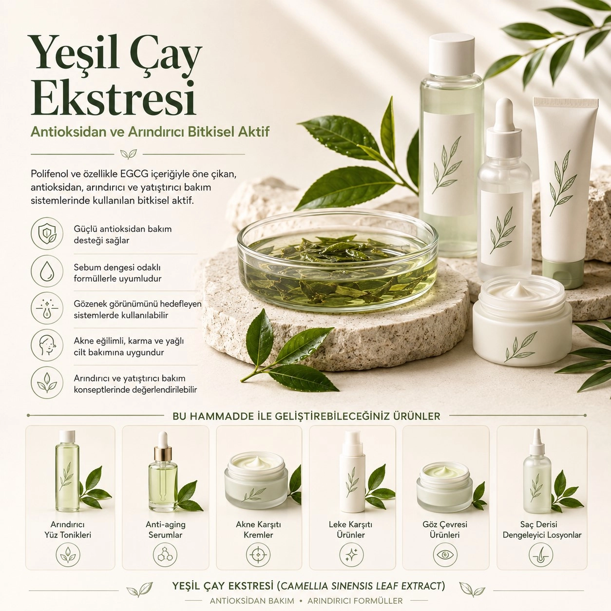Yeşil Çay Ekstresi – Antioksidan ve Arındırıcı Bitkisel Aktif
