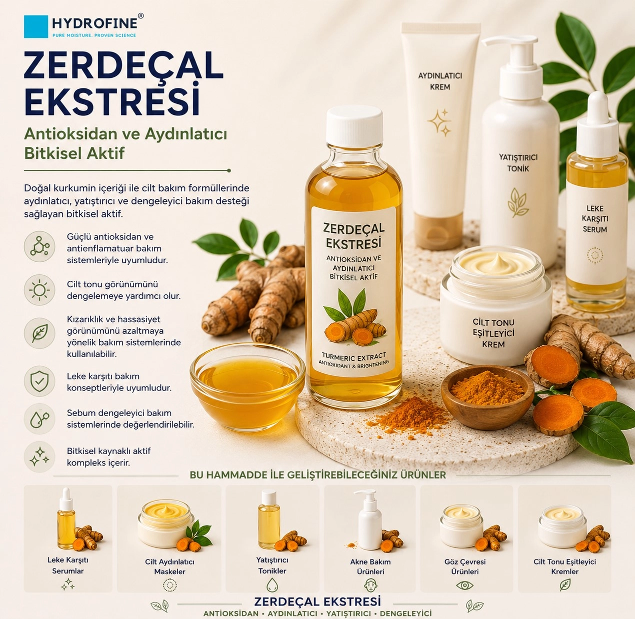Zerdeçal Ekstresi – Antioksidan ve Aydınlatıcı Bitkisel Aktif